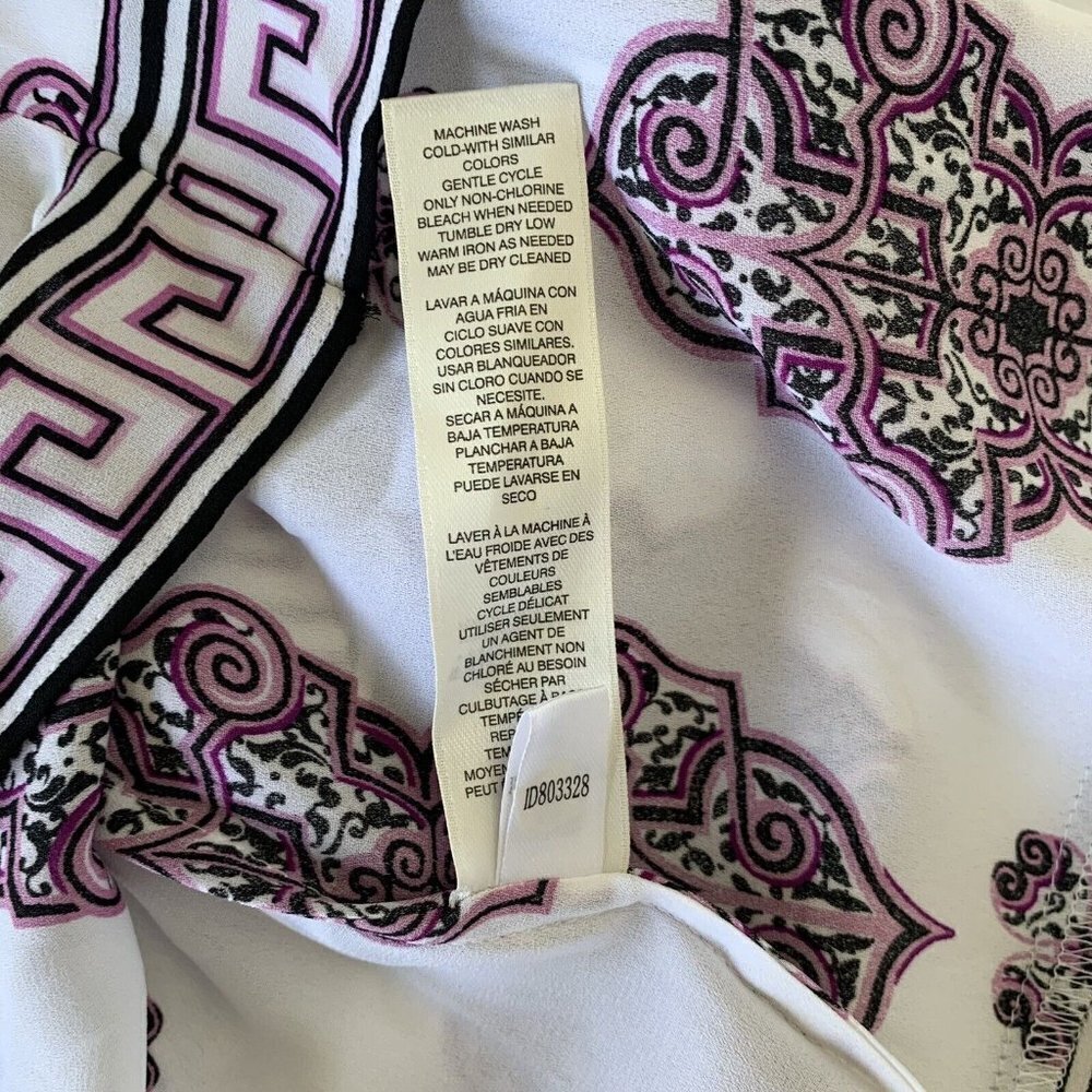White House Black Market XS Petites Pink White Sleeveless Asymmetrical Top - Picture 8 of 8